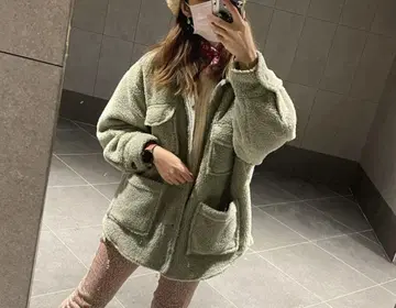니코앤드 민트 그린 플리스 자켓 코트 보아 경량