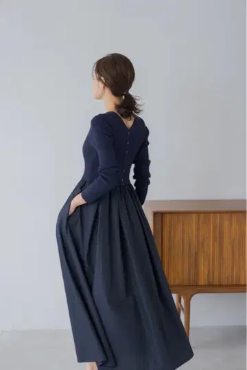 regleam 리브 니트 도킹 원피스 KNIT DRESS