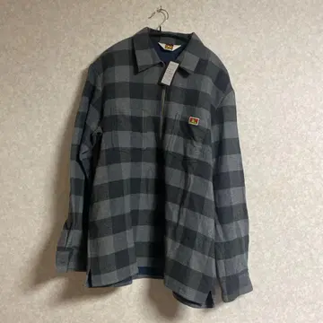 BEN DAVIS 빅 체크 하프 지퍼 셔츠 X LARGE 블랙
