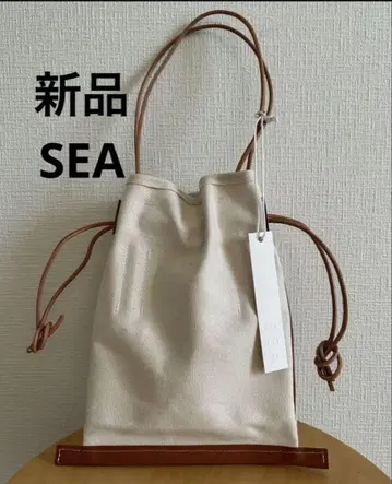 SEA 마이크로 라이스백 캔버스 드로우 스트링 숄더백