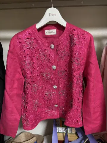 Oscar de la Renta 핑크 린넨 100 자켓