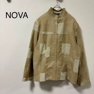 NOVA 노바 자켓 지퍼 베이지 지오메트릭 패턴