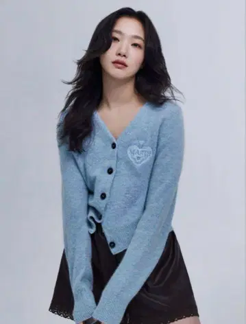 마르디메크르디 하트 로고 스카이블루 니트 가디건