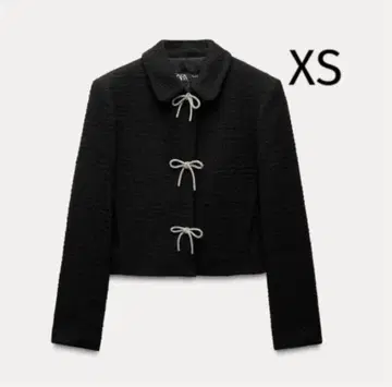 ZARA 리본 트위드 자켓 블랙 XS 사이즈