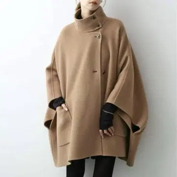 SLOBE IENA 스탠드 카라 더블 페이스 판초