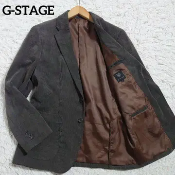 지스테이지 테일러드 자켓 코듀로이 카키 그레이 안감 브라운 S