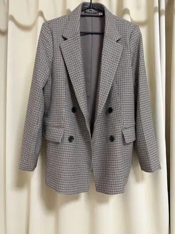 더블 브레스트 체크 자켓 GU