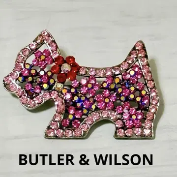 컨디션 최상 BUTLER & WILSON 강아지 모티브 브로치 핑크 계열