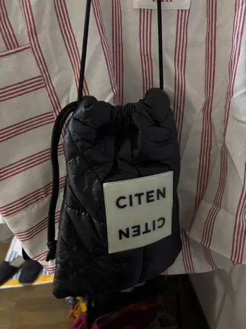 CITEN 블랙 드로우 스트링 백
