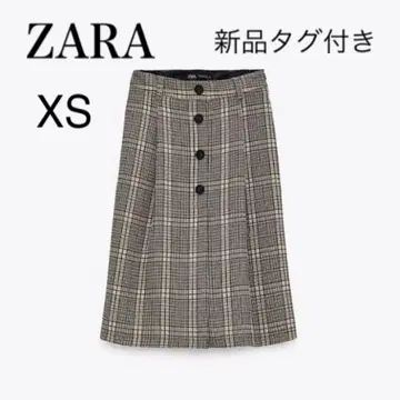 택 포함 새상품 ZARA 체크 미디 큐롯 스커트