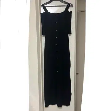 MERCURYDUO 2way 내로우 스트랩 단추 니트 원피스