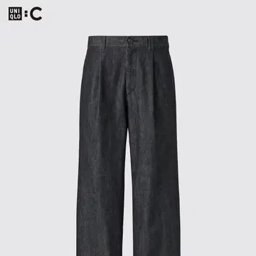 UNIQLO C 턱 스트레이트 팬츠 데님 블랙 76