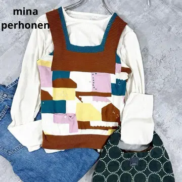 mina perhonen 미나 페르호넨 슬리브리스 니트 스웨터 반짝반짝