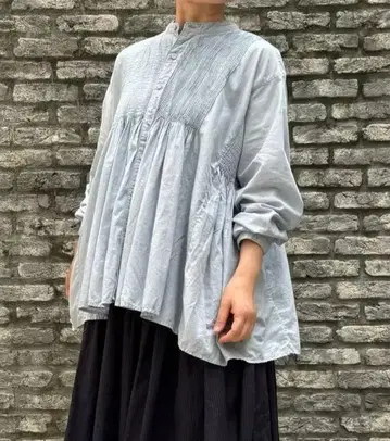 메종드소일 도트 플라워 밴드 카라 셔츠