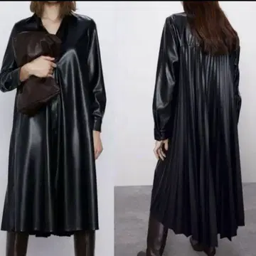자라 인조 가죽 플리츠 롱 원피스 XL 빅 사이즈