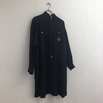 발렌자포 블랙 셔츠 원피스 자수 x 골드 버튼 고급 시크