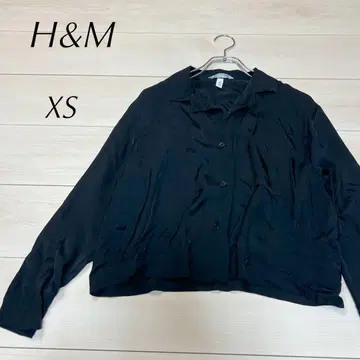 H&M 드레이프감 셔츠 (XS) 블랙 광택 있음