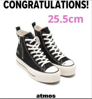 atmos RAD WIMPS 블랙 하이컷 스니커즈 25.5cm