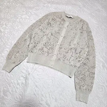 ZARA 메탈릭 스레드 자카드 니트 가디건 L