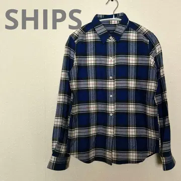 SHIPS 블루 체크 플란넬 셔츠 일본제