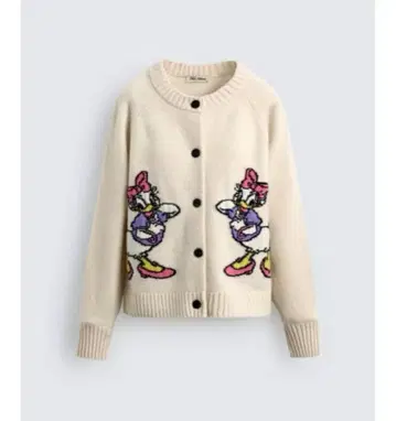 택 포함 새상품 ZARA의 DAISY DUCK 울 가디건 XL