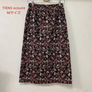 TIENS 꽃무늬 자카드 타이트 스커트 보르도 계열