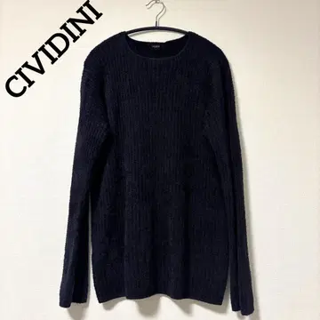 새상품급 치비디니 CIVIDINI 니트 스웨터 실크 혼방 네이비