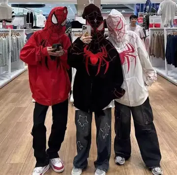 할로윈 스파이더맨 후드티 화이트