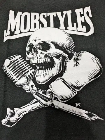 새상품 미사용품 MOBSTYLES 스컬 마이크 T셔츠 블랙 L사이즈