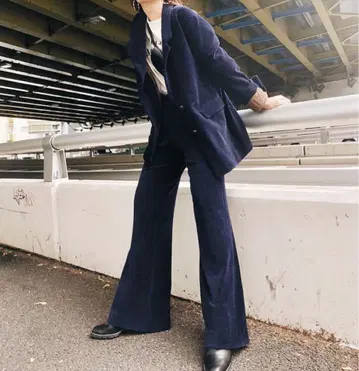 마우지 네이비 코듀로이 테일러드 자켓 moussy