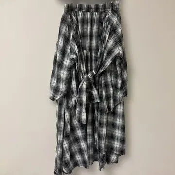 JEANASIS 셔츠라이크 아지메 체크 롱 스커트