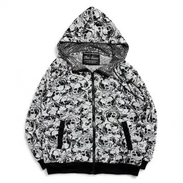 skull design zip up hoodie Y2K 스팽글