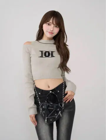 Darich 레이어드 라이크 로고 니트 상의 그레이 GRY