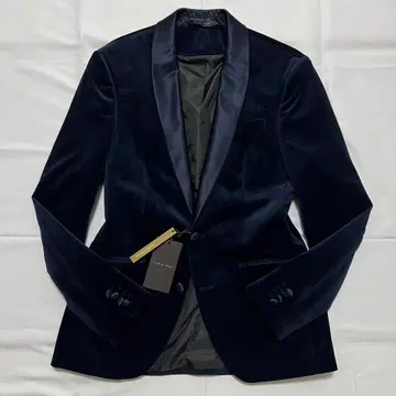 택 포함 새상품 ZARA 벨로아 자켓 한정판 턱시도 광택 네이비