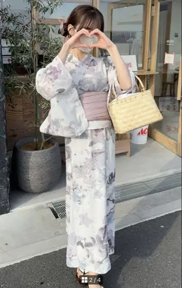 꽃무늬 유카타 오비 세트