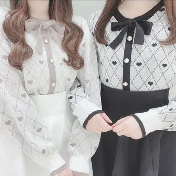 evelyn 아가일 하트 니트 블랙