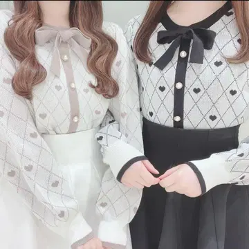 evelyn 아가일 하트 니트 블랙