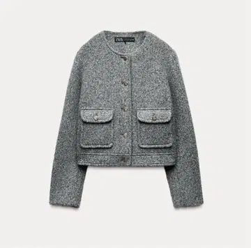 ZARA 부클레 숏 자켓 XS 그레이