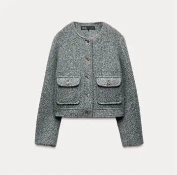 [ 새상품급 ] ZARA 부클레 숏 자켓 XS 그레이