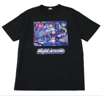 Night Arcade T셔츠 프리 포켓몬 블랙 게임 코너