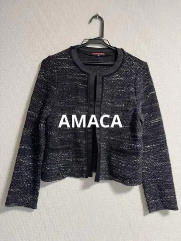 AMACA 노카라 자켓 믹스 트위드