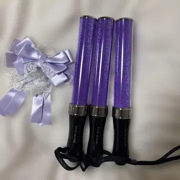 KING BLADE 보라색 응원봉 3개 세트 리본 포함