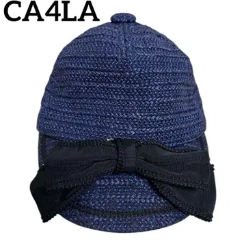 CA4LA 카시라 튤 리본 스트로우 캡 밀짚모자 네이비