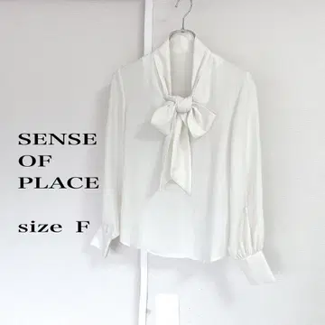 SENSE OF PLACE 베이지 리본 포함 셔츠 F 사이즈