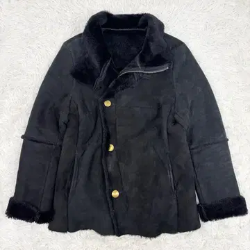 우에노 상회 리얼 무스탕 패치워크 더블 라이더 자켓 M 블랙