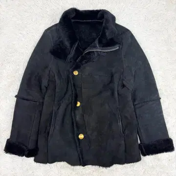 우에노 상회 리얼 무스탕 패치워크 더블 라이더 자켓 M 블랙