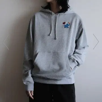 CASA PIONE 카사피코네 하트 코끼리 자수 후드티 그레이