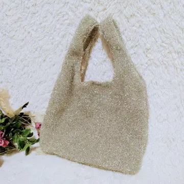 피소라로 Pisoraro 라메 니트 미니 백 컴팩트 골드 토트