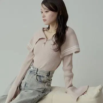 chico 빅칼라 리브 니트