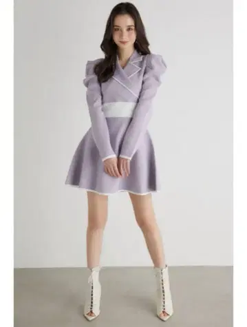 rienda 테일러드 컬러 미니 플레어 knit OP 원피스